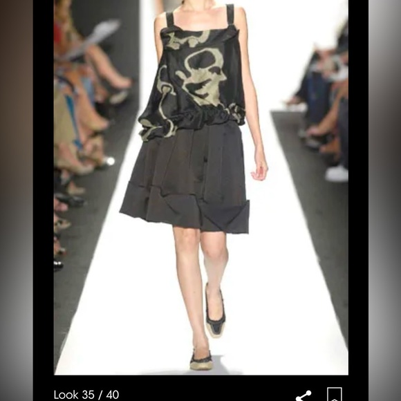Black/Tan Max Azria Spring 2007 runway tank top with frill neckline detail - Picture 3 of 7